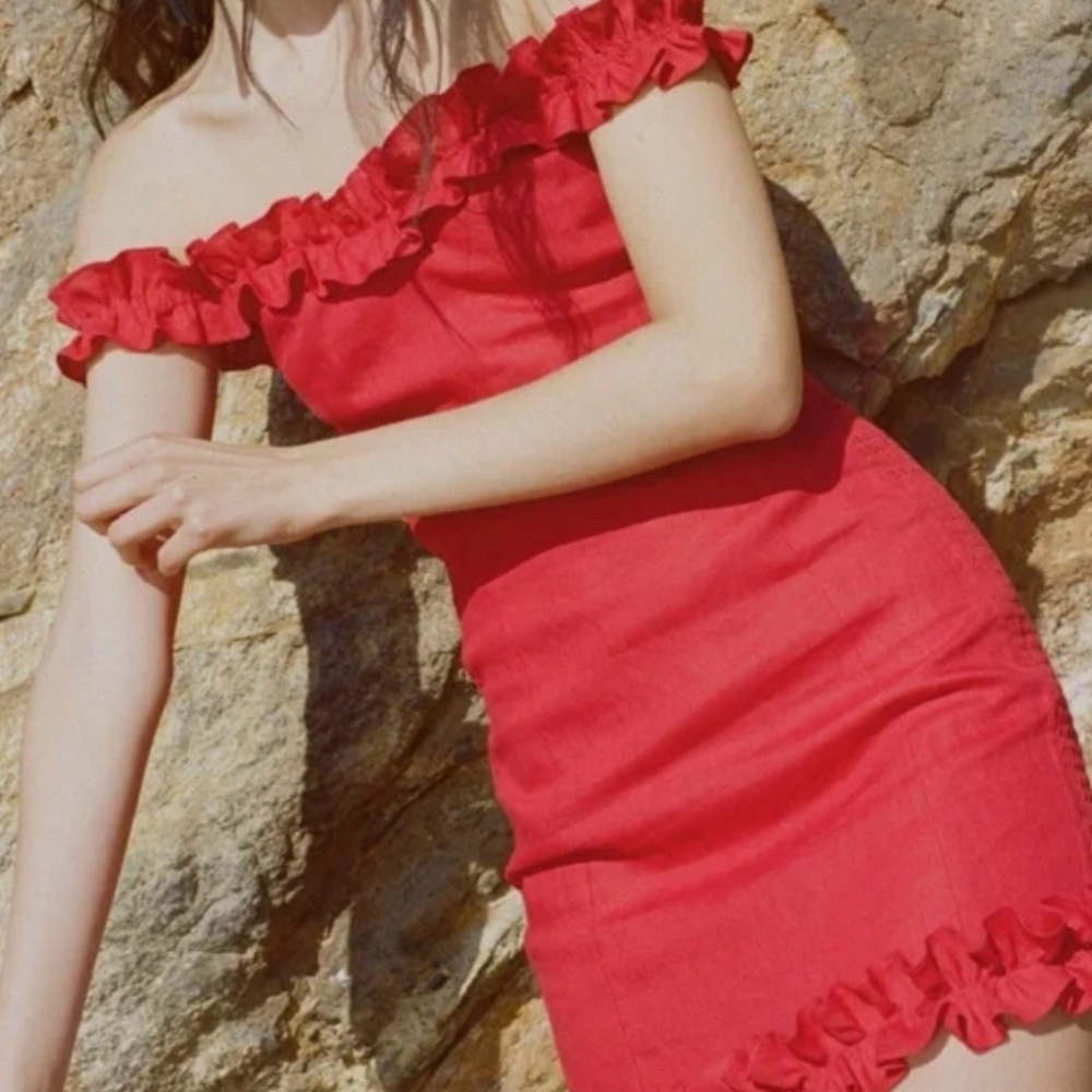 Reformation smocked/linen dress